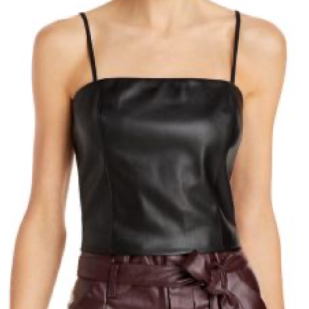 Lucy Paris Faux Leather Black Camisole Top